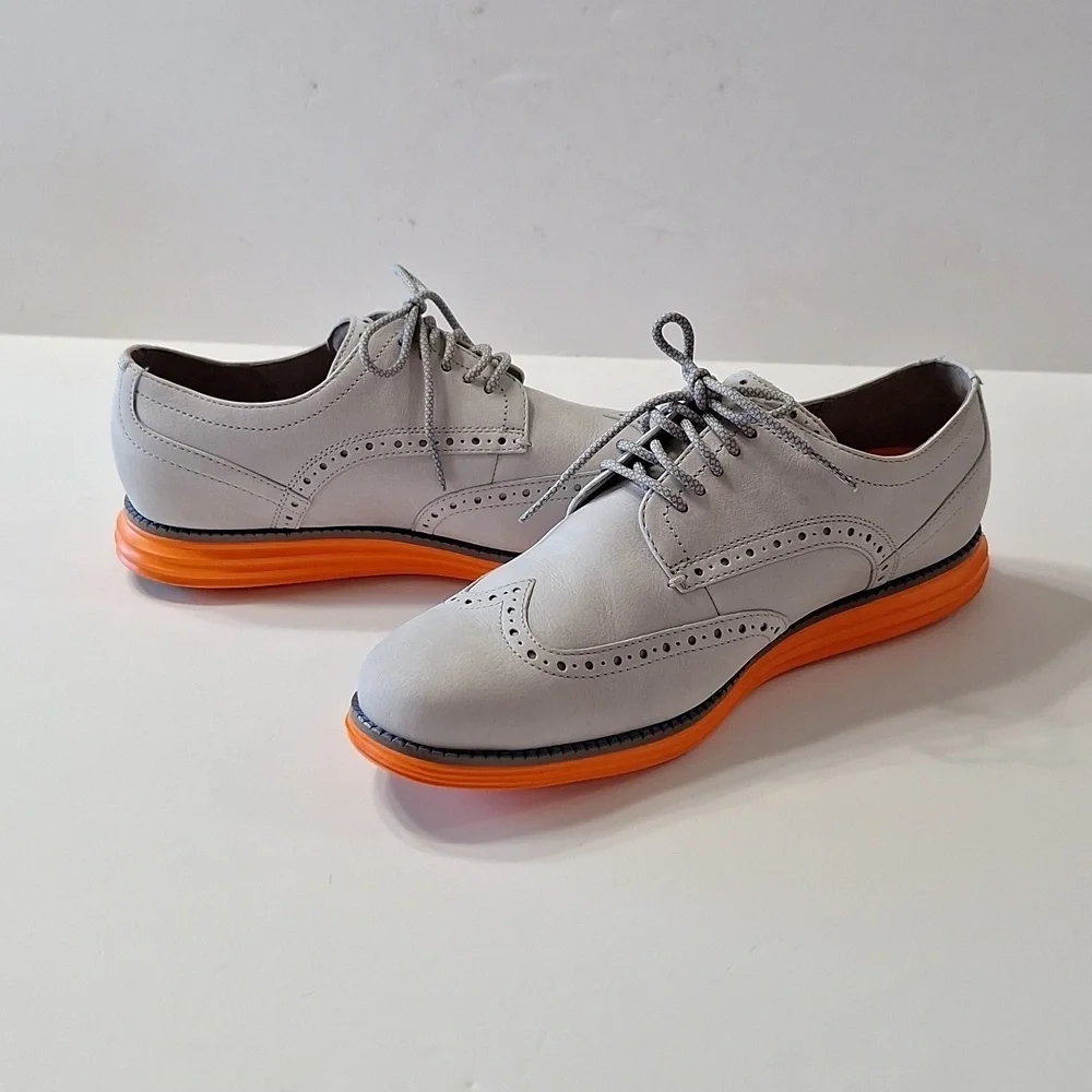 Cole Haan NEW Men's Gray/Orange Original Grand Lightweight Wingtip Shoes Size 8W